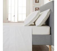Casa da Laura - Juego de Sábanas en Tonos Marfil con Tira de Encaje Blanca 692-400 Hilos de Algodón Percal - Sábanas para Cama 135/140 cm - con Dos Fundas de Almohada de 50x80 cm