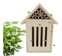 Casa de abeja de jardín Rurunklee, casa de abeja de madera,Caja de abejas de albañil de madera natural y hotel de mariposas | Hotel para polinizadores salvajes de abejas, hotel de abejas de jardín