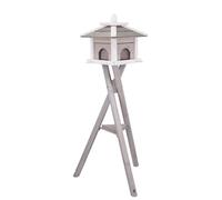 Casa de alimentación para pájaros para colocar 46 × 35 × 46 cm/1,35 m gris/blanco