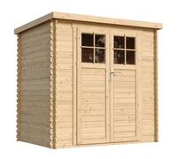Casa de Almacenamiento jardín con Suelo TRATADO 142x204x200cm/2.22m2 - Puerta con Cerradura Caseta Exterior jardín - Cobertizo de Madera pequeño - Techo, Ventanas- TIMBELA M311F+M311G