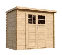 Casa de Almacenamiento jardín con Suelo TRATADO 142x239x200cm/2.63m2 - Puerta con Cerradura Caseta Exterior jardín - Cobertizo de Madera pequeño - Techo, Ventanas- TIMBELA M310F+M310G