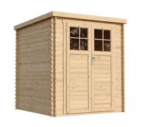 Casa de Almacenamiento jardín con Suelo TRATADO 204x204x200cm/3.53m2 -Puerta con Cerradura Caseta Exterior jardín - Cobertizo de Madera pequeño - Techo, Ventanas- TIMBELA M309F+M309G