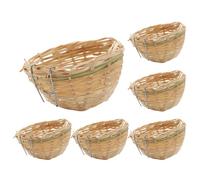 Casa de anidación de pájaros, refugio de canarios tejido a mano, cesta de cría de paja natural, decoración de pajarera colgante, material de paja duradero con gancho para pajarera de mascotas, jaula