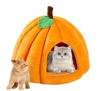 Casa de anidación para Gatos, Cueva de Halloween para Mascotas en Forma de Calabaza, casa térmica Cerrada para Mascotas, Cama Suave y acogedora para Gatos de Interior, diseño Aislado
