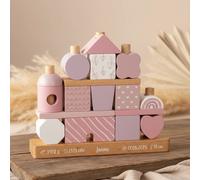 small foot Casa apilable Rosa, Creativo, construcción, apilar, Madera, 18 bloq, + 12 Meses, 12713