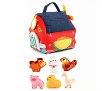 Casa de Aprendizaje para Niños Juguete Suave Educativo con Peluches Casa de Tela Casa de Juego Animales de Peluche Techo Acanalado Asa de Transporte , 218g , Style to 2