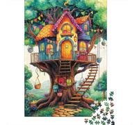 Casa de árbol caprichosa Rompecabezas 1000 Piezas Coloridos Acertijos Inteligentes Adultos Familia Regalo Navidad DIY Papel 38x26cm/1000pcs