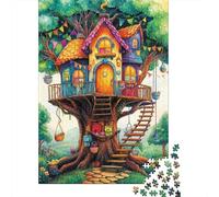 Casa de árbol Colorida 1000 Piezas Stock De Cartas Premium Rompecabezas De Bricolaje Niños Principiantes Desafío Juego Educativo Alivio del Estrés 38x26cm/1000pcs