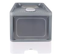 Casa de aseo para gatos, bandeja de arena cerrada gato con pala, puerta translúcida, 2 opciones de entrada y salida y 2 bolsas de desodorización, 48 x 37 x 38 cm, gris