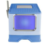 Casa de Baño para Gatos, Gran Arenero para Gatos, con Pala de Arena Autolimpiante Desinfección UV - 52 * 39 * 39 cm Esterilización - Azul