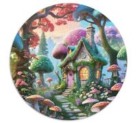 Casa de Bosque de Cuento Puzzle de 1000 Piezas Redondo de Papel para Adultos Jardín de Hongos Fantasía