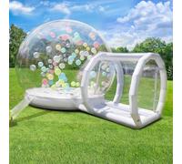 Casa de burbujas inflable con trampolín, casa de burbujas inflable con soplador y bomba, tienda de jardín impermeable de PVC de calidad comercial para bodas, camping, fiesta (300 cm)
