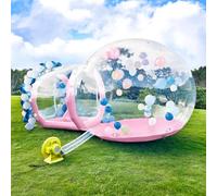Casa de burbujas inflable, cúpula hinchable con soplador y bomba, tienda de jardín impermeable de PVC de calidad comercial para bodas, camping, fiestas (300 cm/rosa)