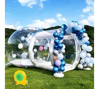 Casa de Burbujas Inflable Transparente Castillo Hinchable con Soplador y Bomba 300cm de Diámetro Tienda de Burbujas de PVC Casa de Inflable Creativa para Fiestas Bodas Exteriores