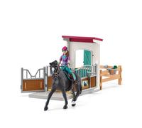 Schleich Horse Club | Establo con Lisa & Storm 42709 | Set con Figura articulada, Caballo, Valla y Accesorios | Placa de Nombre Personalizable | Regalo para niños Desde 5 años | 25 Piezas