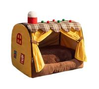 Casa de Cachorros Cueva Guarida Nido De Dormir En Forma Cabaña con Cojín | Cama Tienda Para Gatos En Hogar Salón Apartamento Dormitorio Patio Balcón Y Porche