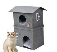 Casa de Cama para Gato | Cabaña Semi-Cerrada De Dos Niveles | Cama Acogedora Gato | Para La Relajación de Todas Las Estaciones, Espacio Privado Y para Mascotas Pequeñas