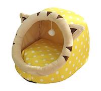 Casa de cama para mascotas, cama para mascotas, cama de gruta para mascotas, camas para gatos para interiores con juguete colgante