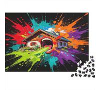 Casa de Campo Colorida Puzzle de 1000 Piezas Papel para Adultos Estilo Graffiti Artístico Juego de Puzzle 1000 Piezas Relajación Decoración Regalo 52x38cm/1000pcs