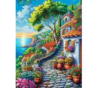 Casa de Campo con Camino de adoquines Rompecabezas 500 Piezas Cartón Grueso para Parejas Desarrollo Habilidades Pieza Decorativa Casa Pack Completo Regalo Cumpleaños 500 PCS