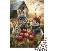 Casa de Campo Conejos Manzanas Puzzle de 1000 Piezas Papel para Adultos Escena de Otoño Puzzle para Toda la Familia 70x50cm/1000pcs