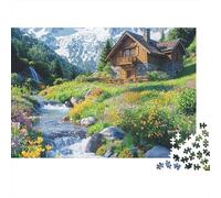 Casa de Campo del Lado de la Calle Puzzle 1000 Piezas Cabaña de Corriente Alpina Cartón Reciclado para Adultos Regalo Cumpleaños para Relajarse Oferta Mejor Regalo 52x38cm/1000pcs