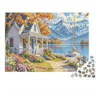 Casa de Campo del Lado de la Calle Puzzle 1000 Piezas Casa de la Montaña del Lago Cartón para Adultos Descanso En Casa para Decorar Mejor Regalo Oferta Precio Económico 70x50cm/1000pcs