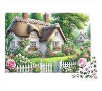 Casa de Campo del Lado de la Calle Puzzle 1000 Piezas Casa Rosa Cartón Reciclado para Parejas Decoración Pared para Entretenimiento Oferta Mejor Regalo 38x26cm/1000pcs