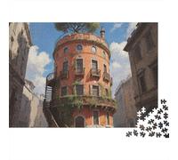 Casa de Campo del Lado de la Calle Puzzle 1000 Piezas Casa Torre Redonda Cartón Reciclado para Adultos Regalo Cumpleaños para Relajarse Oferta Mejor Regalo 38x26cm/1000pcs