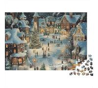 Casa de Campo del Lado de la Calle Puzzle 1000 Piezas Ciudad de Navidad Nevada Cartón para Adultos Noche Familiar para Relajarse Mejor Regalo Oferta Precio Económico 52x38cm/1000pcs