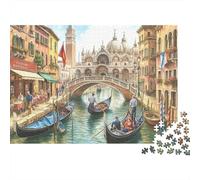 Casa de Campo del Lado de la Calle Puzzle 1000 Piezas Gran Canal de Venecia Cartón Reciclado para Parejas Noche Familiar para Entretenimiento Mejor Regalo Oferta 70x50cm/1000pcs