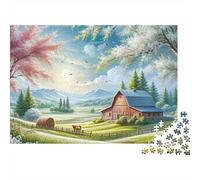 Casa de Campo del Lado de la Calle Puzzle 1000 Piezas Granja Primavera Cartón Premium para Adultos Regalo Navidad para Decorar Mejor Regalo Oferta 38x26cm/1000pcs