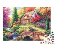 Casa de Campo del Lado de la Calle Puzzle Adultos 1000 Piezas Casa del Puente del Otoño Cartón para Parejas Noche Familiar para Entrenar La Mente Oferta Mejor Regalo 52x38cm/1000pcs