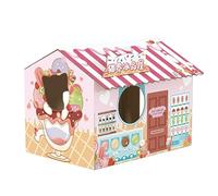 Casa de Cartón para Gatos, Caja de Rascador para Gatos, Casa de Juegos Reversible para Gatos, Juguete para Rascar Corrugado Reciclable, Almohadillas de Tablero Duraderas que Evitan(casa de hielo)