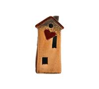 Casa de cerámica, casa de Porcelana, casa Decorativa con corazón en marrón, tamaño L/B/H Aprox. 6 x 4 x 10 cm