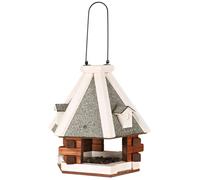 Casa de comida para aves para colgar ø 36 × 35 cm marrón/blanco