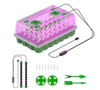 Casa de cultivo con luz, 40 celdas grandes, juego de cultivo con tapa elevada, caja de cultivo, alfombrilla de calefacción, bandejas de arranque para plantar plantas (luz roja y azul)