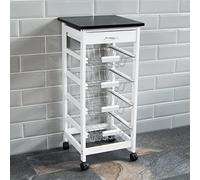 Casa de Descuento® 4 cestas de Almacenamiento - Carrito de Cocina con cajón, Color Blanco