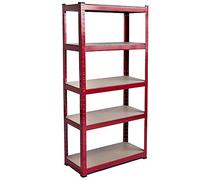 Home Discount Casa de Descuento 5 Niveles Capa Estante de Almacenamiento estantería Accesorio de Cocina Resistente Garaje estantería 875 kg Capacidad, estándar, Color Rojo