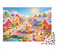 Casa de Dulces Pueblo Fantasía Puzzle de 1000 Piezas Puzzle para Adultos Escena Colorida Imaginativa Ocio Familiar Decoración Hogar Regalo 38x26cm/1000pcs