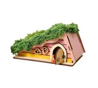 Casa De Ensamblada De Madera - Kit De Casa De Triangular De Bricolaje con Musgo Y Árboles Simulados | Cabaña Artesanal Pintable para Decoraciones De Jardín De | Modelo De Madera Cre