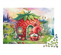 Casa de Fresas con gnomo. Rompecabezas de 1000 Piezas para Adultos. Diversión para ejercitar la Mente. 70x50cm/1000 Piezas.