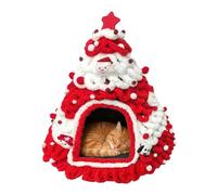 Casa de Gato de Navidad | Caliente de Punto con diseño de árbol,Cama de casa para Gatos Caliente con temática navideña | para Cachorro, Animal doméstico pequeño, Exterior, Invierno, sueño