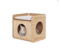 Casa de Gato Mesita De Noche, Mesa De Centro Simple, Cama Y Perrera De Madera Compartidas for Mascotas Extraíbles Y Lavables Casa Gatos(C)