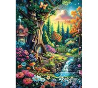 Casa de Hada en el Bosque Puzzle 500 Piezas Papel Principiantes Cuentos de Hadas de Animales y Plantas Agilidad Mental Actividad Hacer En Grupo Colgar Pared Detalle Cumpleaños 500 PC