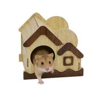 Casa de hámster - Cabaña natural, dulce | Casa de hábito, hábitat para jerbo, chinchilla, hurón, erizo, escalera de azúcar, enriquecimiento, jugar, dormir, interior