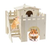 Casa de Hámster de 2 Plantas - Cabaña de Madera para Conejillo de Indias, Esquina, Escondite, Dúplex - Accesorios de Decoración para Pequeños Animales