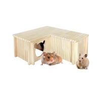 Casa de hámster de madera, escondite de hámster con varias cámaras, decoración de hámster de 3 cámaras, juguete de túnel para animales pequeños, laberinto de cámara, escondite de hámster para