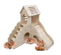 Casa de hámster de madera - refugio y torre de juego para animales pequeños También es adecuado para chinchillas y erizos, reduce la pobreza de movimiento con tobogán y escalera, casa de villa