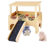 Casa De Hámster De Madera Resistente-hábitat Para Pequeños Animales Multileños Naturales Con Túnel Y Escondites | Hogar Cómodo Y Seguro Para Hámsters, Jerbos, Ratones | Materiales Ecológicos, Fácil As